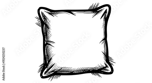 Square pillow sketch icon black and white hand drawn vector illustration of soft cushion for bedroom decor