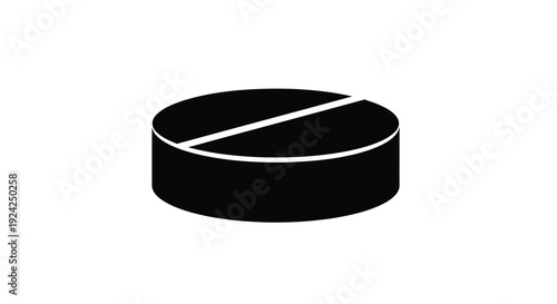 Black pill with a score line simple isolated vector silhouette