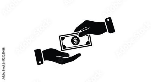 Hands exchanging money a simple visual representation of payment silhouette