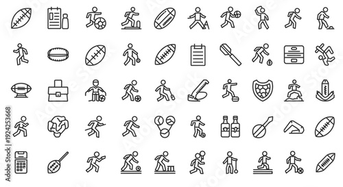 Collection of diverse sports and activity icons on an isolated white background.