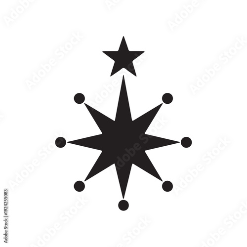 Bethlehem North Star vector icon. Christmas symbol. Black silhouette isolated on white background.
