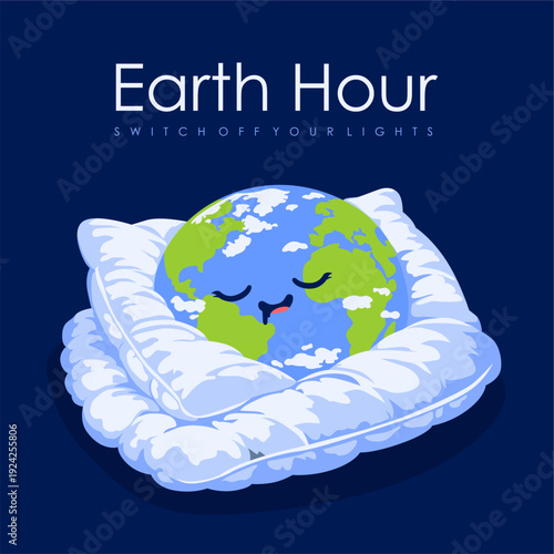 vector earth hour poster template