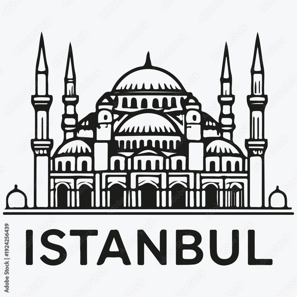 Fototapeta premium Istanbul travel concept logo sketch illustration vector