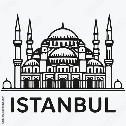 Istanbul travel concept logo sketch illustration vector