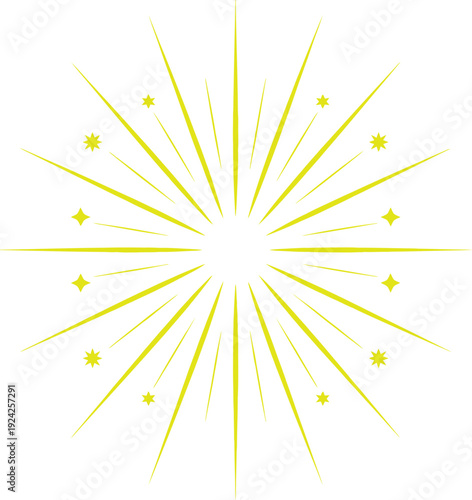 Radiant starburst vector illustration featuring symmetrical rays decorative stars festive brightness energy design collection
