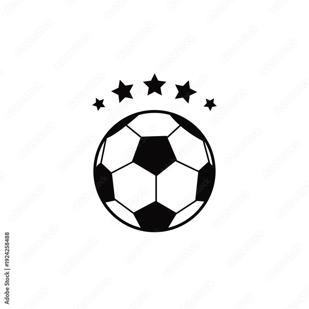 Fototapeta premium Stylish soccer ball with stars icon graphic design