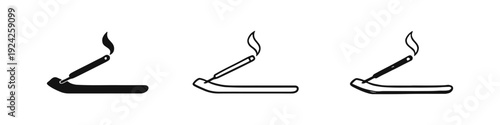 Incense Stick and Holder Icon Set. Meditation, Aromatherapy, and Calmness Vector Illustration.