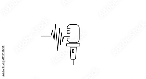 Minimalist Headphones with Sound Wave Icon on Isolated White Background