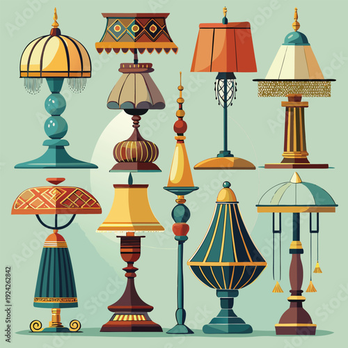 A collection of unique and colorful lamps on display