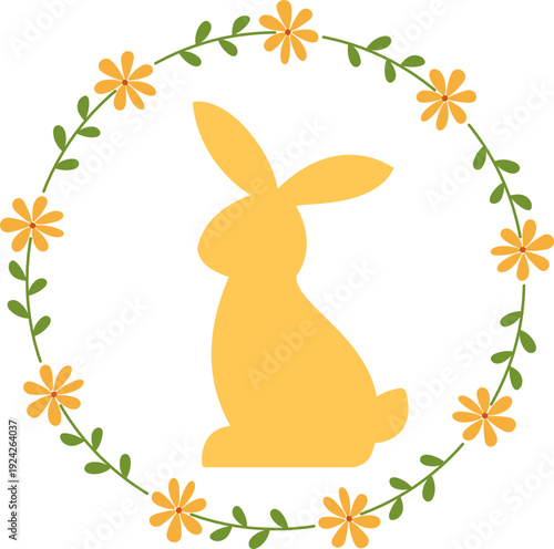 Spring Flower Wreath with Rabbit Silhouette Vector.
Easter Rabbit in Botanical Wreath Frame.
Isolated Floral Bunny Wreath Illustration.
Transparent background. svg.