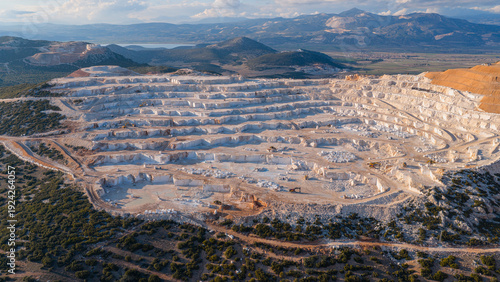 Принти на полотні The marble quarry and the surrounding Burdur landscape at sunset.
