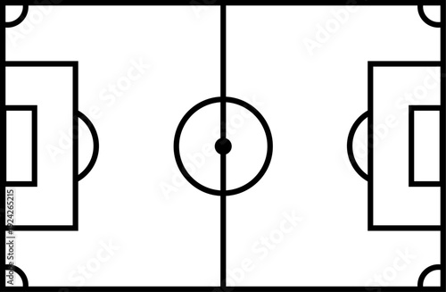 Soccer Field Diagram with Markings and Center Line Top View
