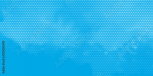 Halftone dots on blue background. Comic pop art style blank layout. Template design for comic book, presentation, sale or web banner. Vector illustration