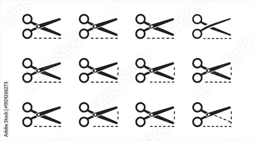 Black Cutting Guide Icon Set Isolated for DIY, Sewing and Printable Projects