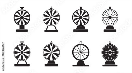 Black Spinning Reward Wheel Symbols Isolated for Marketing and Event Promotion Use