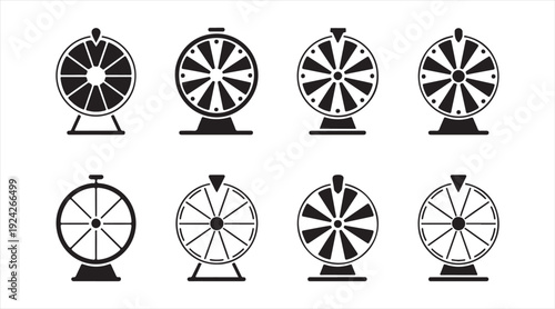 Fortune Prize Spinner Silhouette Set for Contest, Casino and Carnival Game Concepts