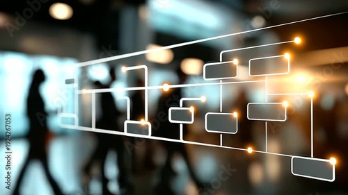 UX UI flowchart connection node display heavily defocused background graphic designer creative planning application process development data prototype wireframe for web mobile