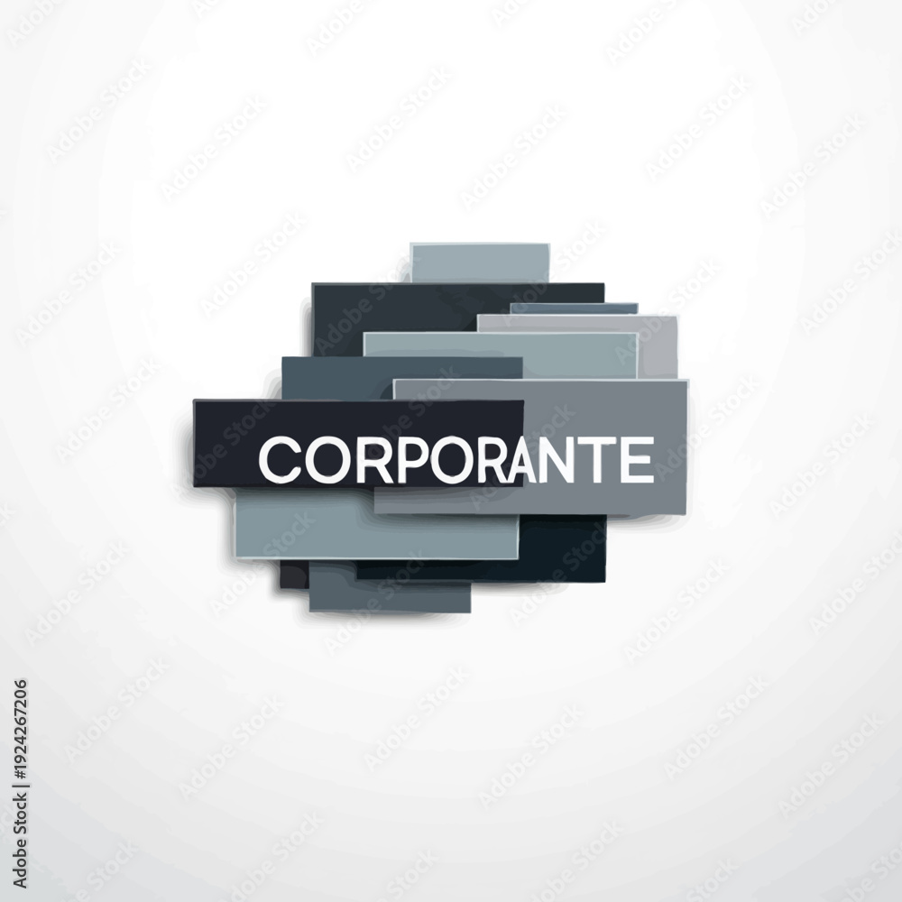 Obraz premium Abstract Geometric Shapes with 'CORPORANTE' Text Representing Modern Corporate Identity in Bright Studio