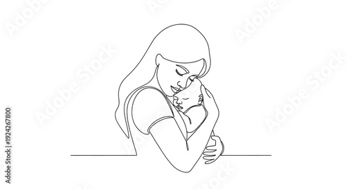 Contemplative figure with clasped hands in simple line art