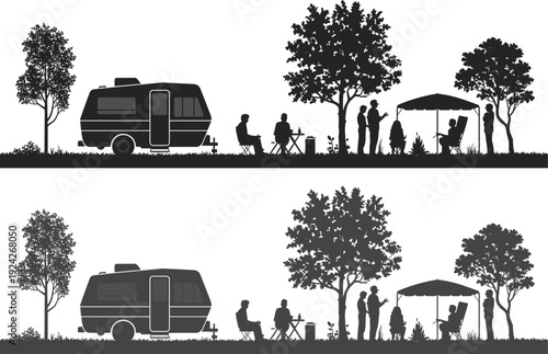 Domestic interior silhouette illustration, family home activity icons, household furniture decor graphics, everyday life design cozy room collection