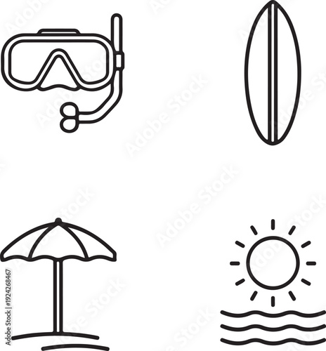 Vacation Line Editable Icons set. Vector illustration in modern thin line style of travel related icons