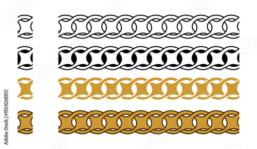 Decorative Necklace Chain Seamless Pattern Ornament Frame Border Vector Illustration Set