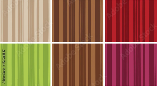 Striped color panel illustration, beige brown red green magenta purple tones, abstract palette design graphics, artistic pattern collection