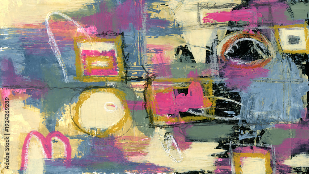 Fototapeta premium Abstract Expressionist Art Acrylic Painted Texture Creating Modern Artistic Background with Blue, Pink, Green, Gold, TV Frame Art, Branding Design, Creative Marketing, POD Design Projects, Web Design