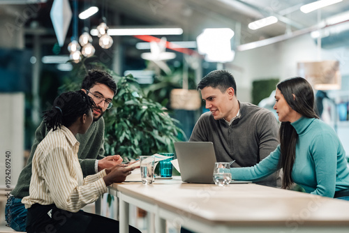 Wallpaper Mural Diverse startup team colleagues collaborating in modern office Torontodigital.ca