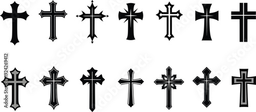 Easter vector crosses collection christian symbolism for easter decorations and graphics