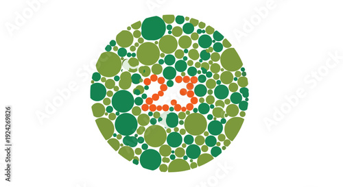 Colorful circle pattern with orange and green dots.