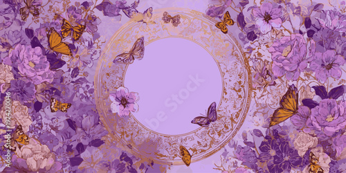 Elegant vintage floral pattern with dark green butterflies and roses in a muted grayscale aesthetic