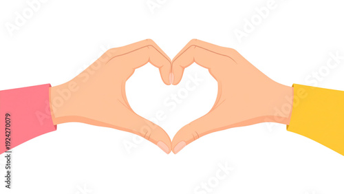 Heart making by couples hand isolated on white background. Vector illustration 