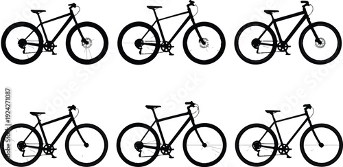 Modern E-Bike Silhouette Set – Eco-Friendly Electric Bicycles in Mountain and Urban Styles