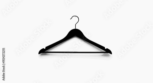 A minimalist vector graphic of a black clothing hanger on a white background