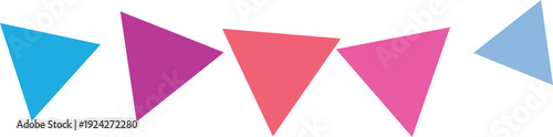 Vibrant triangular party flags garland. Festive decoration for celebrations, birthdays, events. Simple vector illustration on white background.