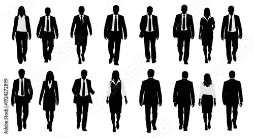 Silhouettes of Business Professionals Walking.