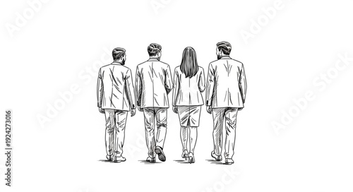 Four People Standing Together Illustration.