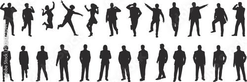 Business, people, silhouettes, office, team, professionals, standing, walking, talking, posing, corporate, leadership, teamwork, employees, management, success, illustration, vector, isolated,  