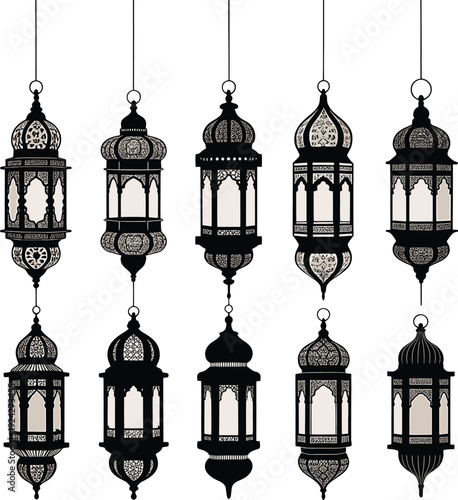Elegant collection of traditional hanging lanterns in intricate designs and patterns
