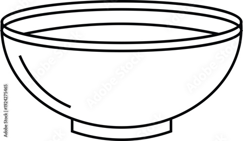 Simple black line of a bowl on a small pedestal black lines simple white background