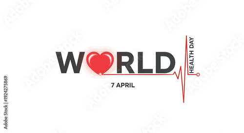 World Health Day logo, April 7, heart pulse design