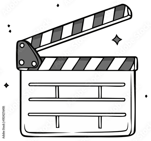 Vintage Movie Clapperboard Open For Filming Action With Sparkles