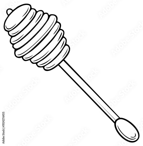 Dipped Honey Dipper Tool Outline Illustration for Sweet Confections