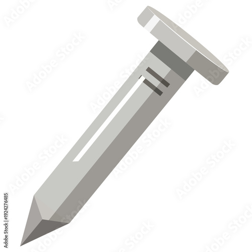 Sharp Steel Nail: A close-up illustration of a sleek steel nail. Showcasing the robust design and sharp point of this essential construction tool.
