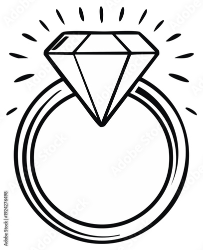 Diamond engagement ring with radiant light lines