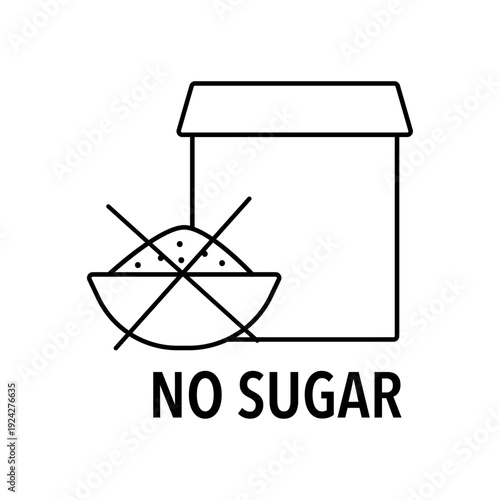 No sugar diet symbol with bowl and carton line art