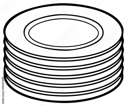Stack of clean white plates isolated