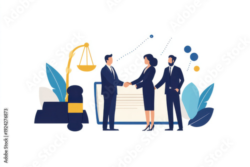 Lawyers Shaking Hands After Signing Legal Document