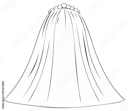 Elegant Wedding Veil with Tiara Outline for Marriage Ceremony Celebration